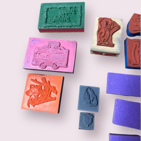 Set of 25 Miscellaneous Rubber Stamps Holiday Thank You Porky The Pig Flowers - Picture 10 of 11